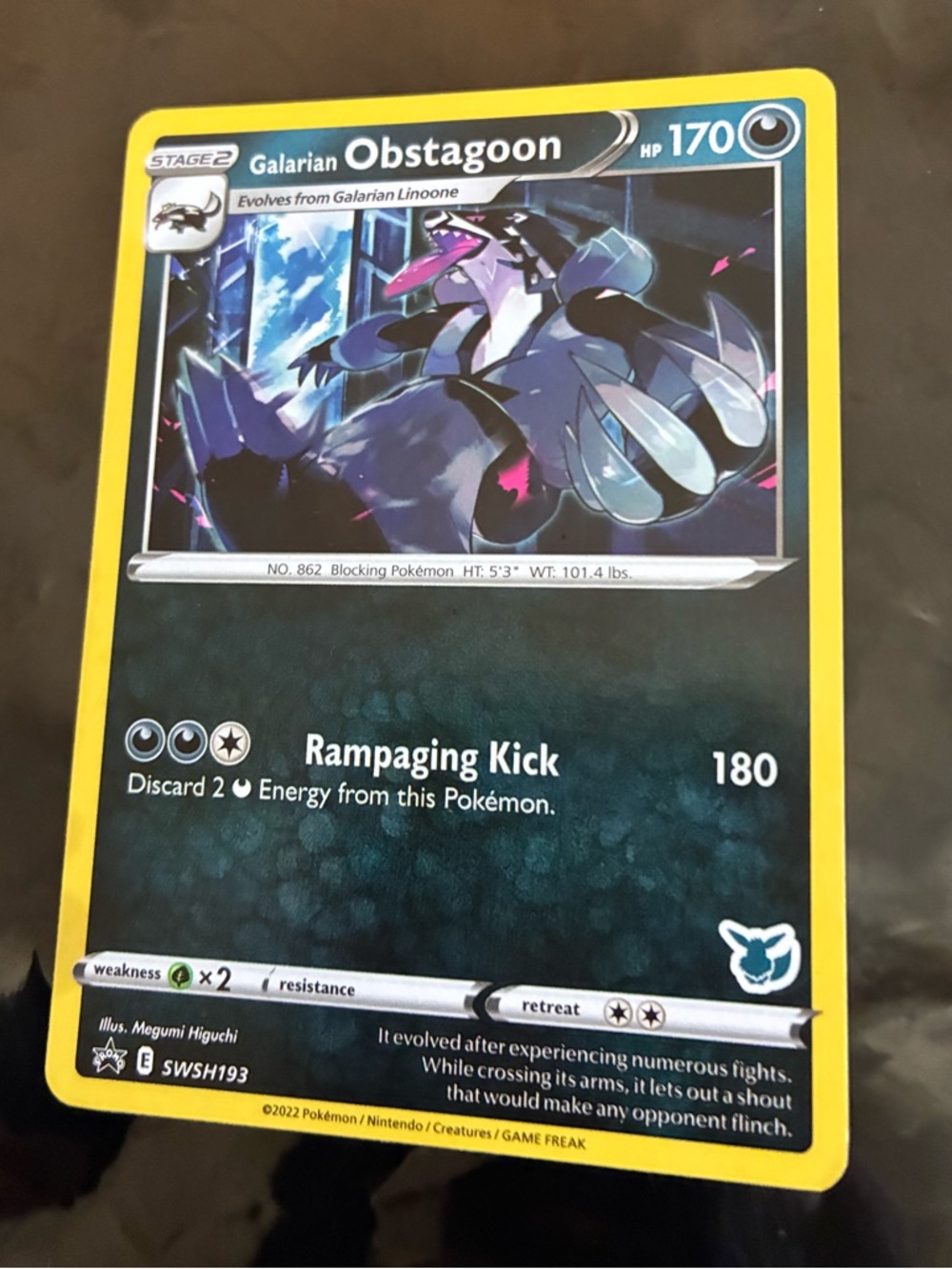 Galarian Obstagoon Pokémon Card - Stage 2 - 170 HP